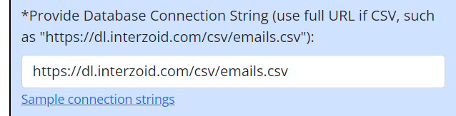 Email Validation Database Connection String