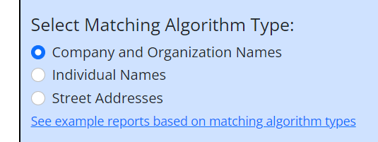 Data Match Report Type